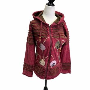 Rising International Red Full Zip 100% Cotton Hoodie Size M